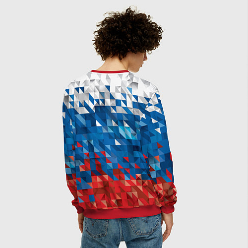Мужской свитшот Полигональный флаг России! / 3D-Красный – фото 4