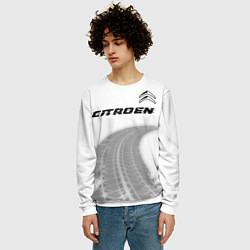 Свитшот мужской Citroen speed на светлом фоне со следами шин: симв, цвет: 3D-белый — фото 2