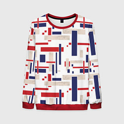 Мужской свитшот Геометрический узор Орион красно-синий на белом