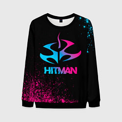 Свитшот мужской Hitman - neon gradient, цвет: 3D-черный