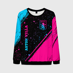 Свитшот мужской Aston Villa - neon gradient: надпись, символ, цвет: 3D-черный