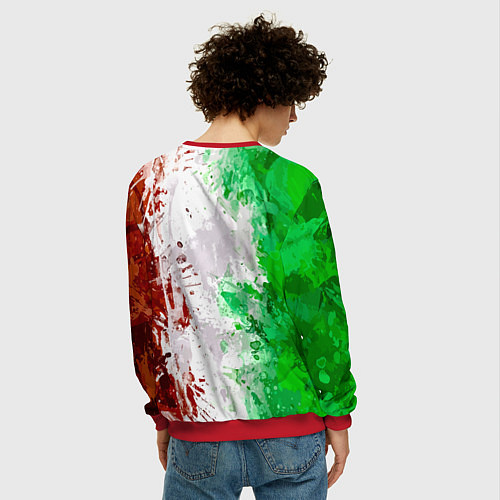 Мужской свитшот Флаг Италии - кляксы / 3D-Красный – фото 4