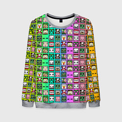 Свитшот мужской Minecraft characters neon, цвет: 3D-меланж