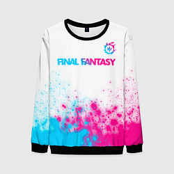 Свитшот мужской Final Fantasy neon gradient style: символ сверху, цвет: 3D-черный