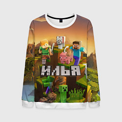 Свитшот мужской Илья Minecraft, цвет: 3D-белый