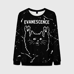 Свитшот мужской Группа Evanescence и рок кот, цвет: 3D-черный