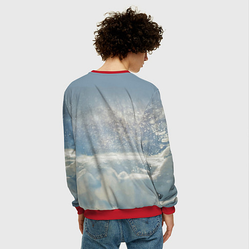 Мужской свитшот Кот встречает Новый Год! / 3D-Красный – фото 4