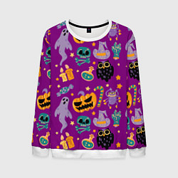 Свитшот мужской Happy Halloween - holiday pattern, цвет: 3D-белый