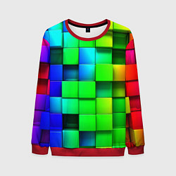 Свитшот мужской Цветные неоновые кубы, цвет: 3D-красный