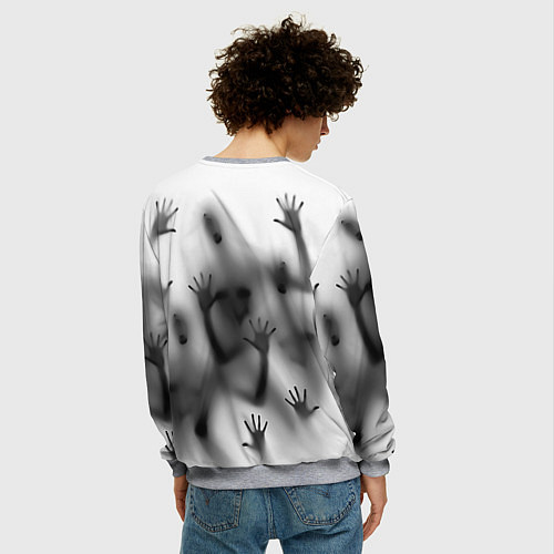 Мужской свитшот Bodies inside behind a white wall / 3D-Меланж – фото 4