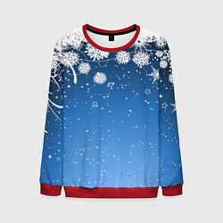 Свитшот мужской Снежный узор на синем фоне, цвет: 3D-красный