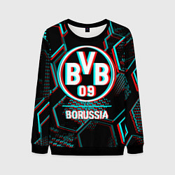 Мужской свитшот Borussia FC в стиле glitch на темном фоне
