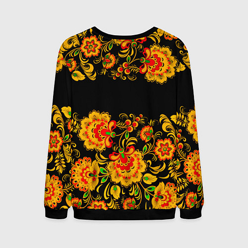 Мужской свитшот РОССИЯ роспись хохлома / 3D-Черный – фото 2