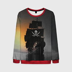 Свитшот мужской Пиратский фрегат, цвет: 3D-красный