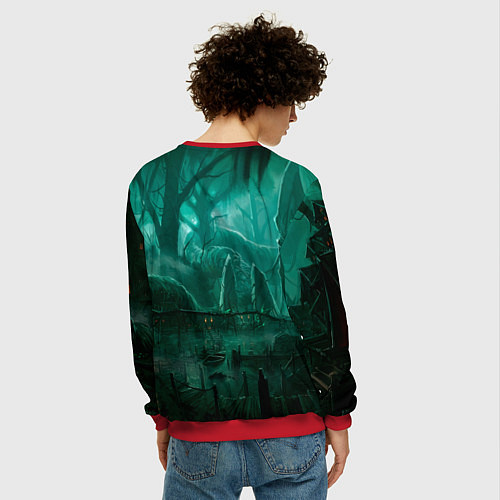 Мужской свитшот Причал у болота / 3D-Красный – фото 4