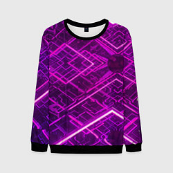 Свитшот мужской Абстрактные геометрические фиолетовые объекты, цвет: 3D-черный