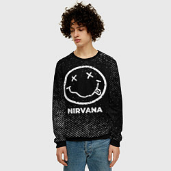 Свитшот мужской Nirvana с потертостями на темном фоне, цвет: 3D-черный — фото 2