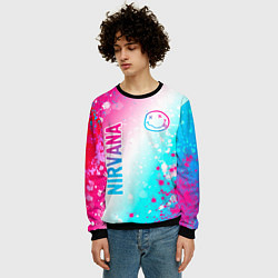 Свитшот мужской Nirvana neon gradient style: надпись, символ, цвет: 3D-черный — фото 2