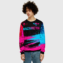 Свитшот мужской Nazareth - neon gradient: символ сверху, цвет: 3D-черный — фото 2