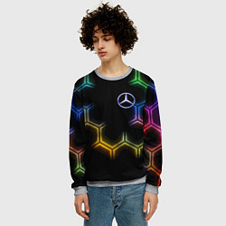 Свитшот мужской Mercedes - neon pattern, цвет: 3D-меланж — фото 2