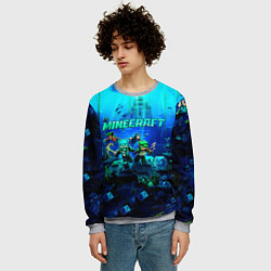 Свитшот мужской Minecraft water, цвет: 3D-меланж — фото 2