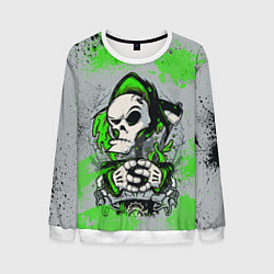 Свитшот мужской Slipknot скелет green, цвет: 3D-белый
