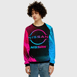 Свитшот мужской Nissan - neon gradient, цвет: 3D-черный — фото 2