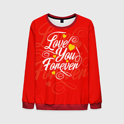 Свитшот мужской Love you forever - hearts, patterns, цвет: 3D-красный