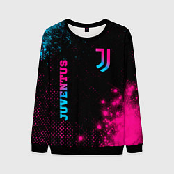 Свитшот мужской Juventus - neon gradient: надпись, символ, цвет: 3D-черный