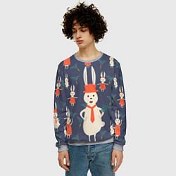 Свитшот мужской Семья крольчат, цвет: 3D-меланж — фото 2