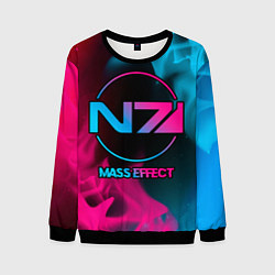 Свитшот мужской Mass Effect - neon gradient, цвет: 3D-черный