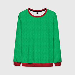 Свитшот мужской Зеленый вязаный свитер, цвет: 3D-красный