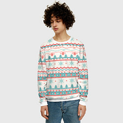 Свитшот мужской Новогодний свитер, но без оленей, цвет: 3D-белый — фото 2