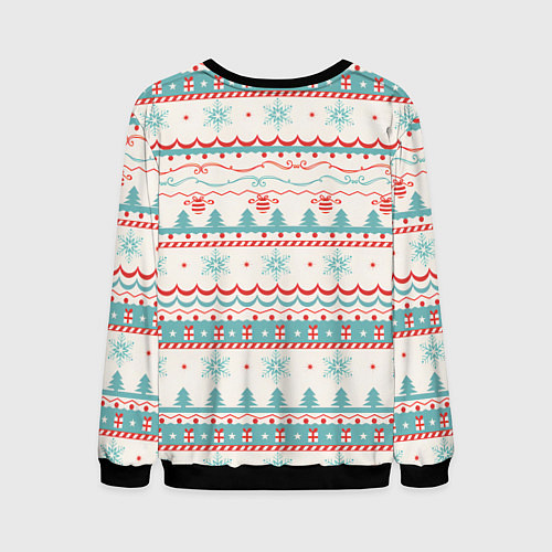 Мужской свитшот Новогодний свитер, но без оленей / 3D-Черный – фото 2