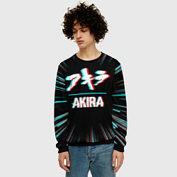 Свитшот мужской Символ Akira в стиле glitch на темном фоне, цвет: 3D-черный — фото 2
