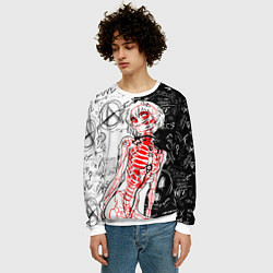 Свитшот мужской Рей Аянами - dead inside mood, цвет: 3D-белый — фото 2