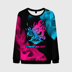 Свитшот мужской Cyberpunk 2077 - neon gradient, цвет: 3D-черный