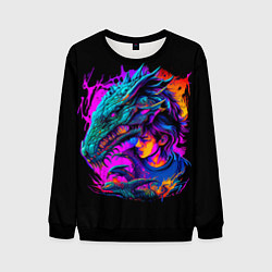 Свитшот мужской Дракон и девушка - поп арт, цвет: 3D-черный