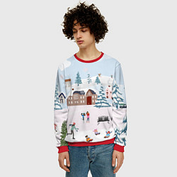 Свитшот мужской Новый год - каникулы, цвет: 3D-красный — фото 2