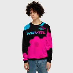 Свитшот мужской Haval - neon gradient: символ сверху, цвет: 3D-черный — фото 2