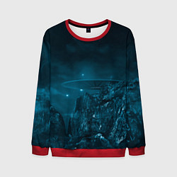 Свитшот мужской Синий космос, горы и нло, цвет: 3D-красный