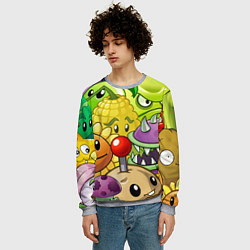 Свитшот мужской Растения против зомби, цвет: 3D-меланж — фото 2