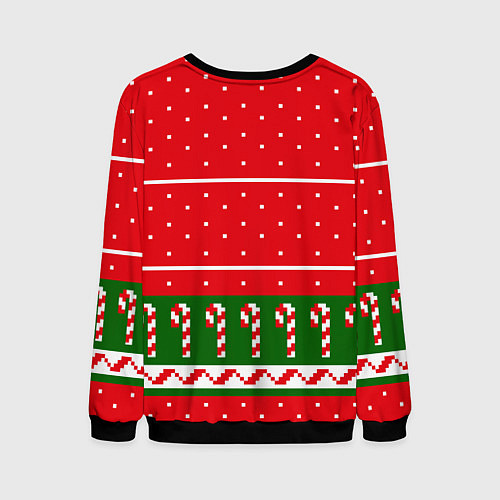 Мужской свитшот Белый котик - игра в снежки / 3D-Черный – фото 2