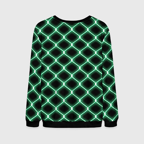 Мужской свитшот Зелёная неоновая сетка / 3D-Черный – фото 2