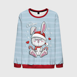 Свитшот мужской Рождественский кролик, цвет: 3D-красный