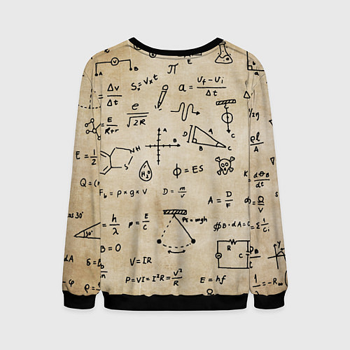 Мужской свитшот Научные формулы на старой бумаге / 3D-Черный – фото 2