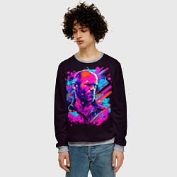 Свитшот мужской Jason Statham - pop art, цвет: 3D-меланж — фото 2