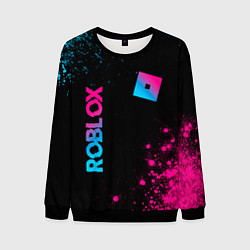 Свитшот мужской Roblox - neon gradient: надпись, символ, цвет: 3D-черный