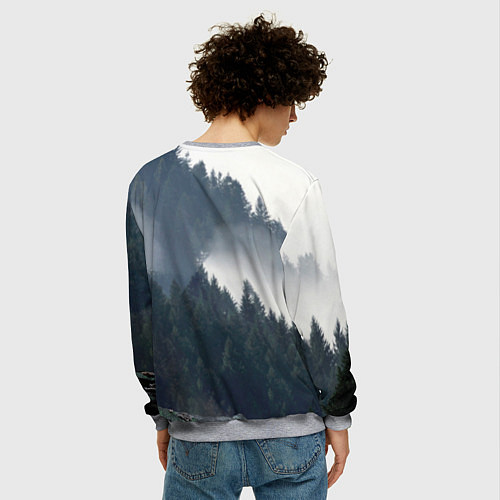 Мужской свитшот Волк на фоне леса / 3D-Меланж – фото 4