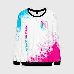 Мужской свитшот Attack on Titan neon gradient style: надпись, симв